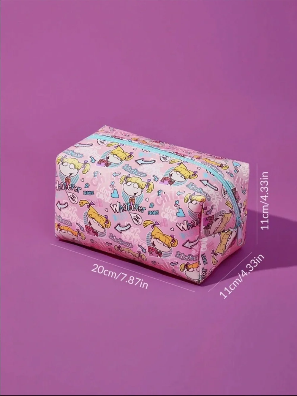 Pink Cartoon Print Cosmetic Bag Nickelodeon rugrats angelica